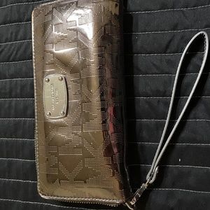 Michael Kors Metallic Silver Large Zip Around Wallet